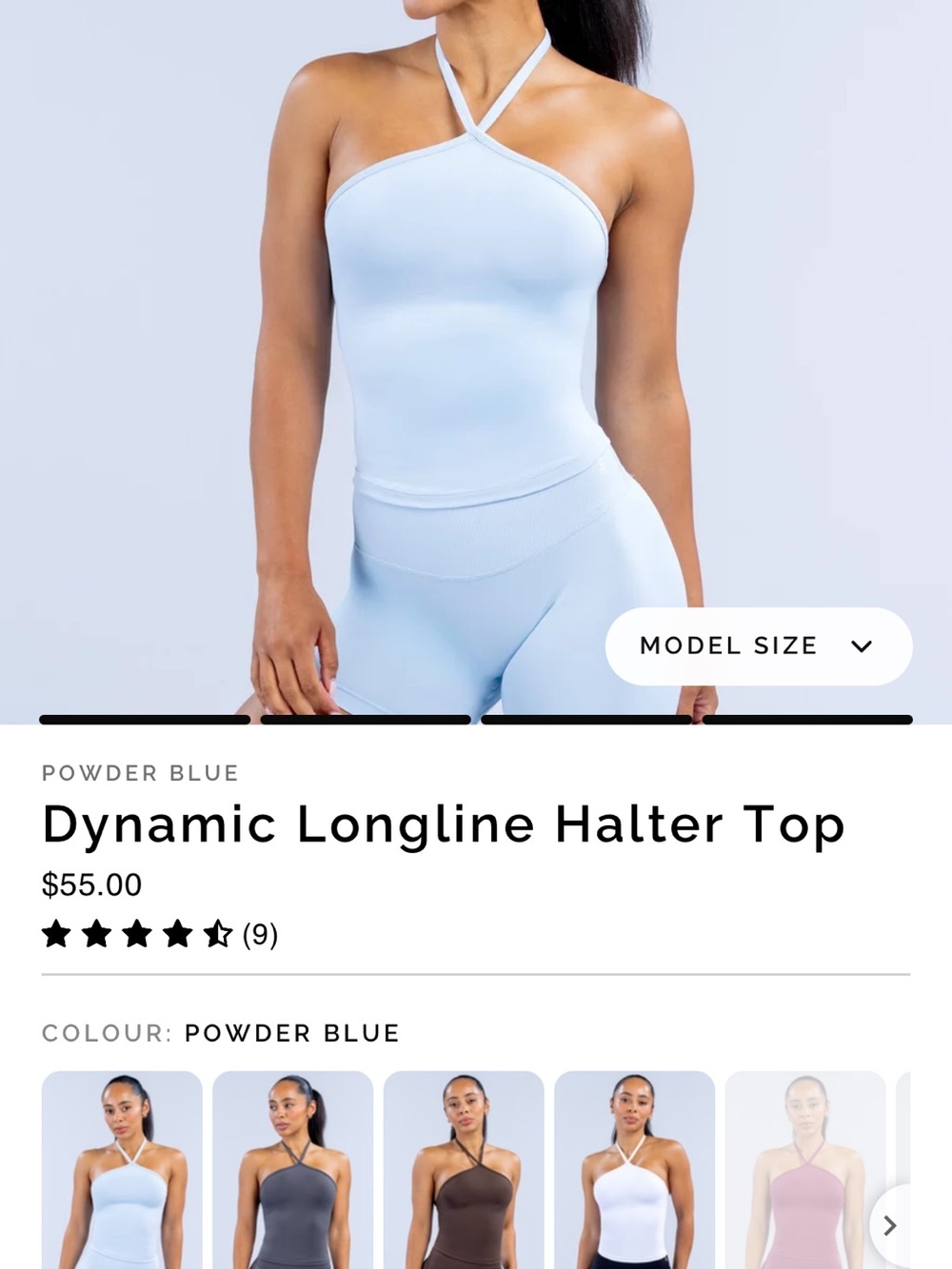 Powder Blue Longline Halter Tank Top